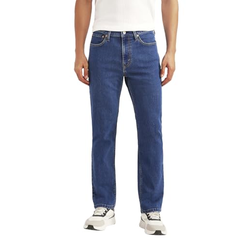 Men's 505 Blue Straight Fit Mid Rise Jeans
