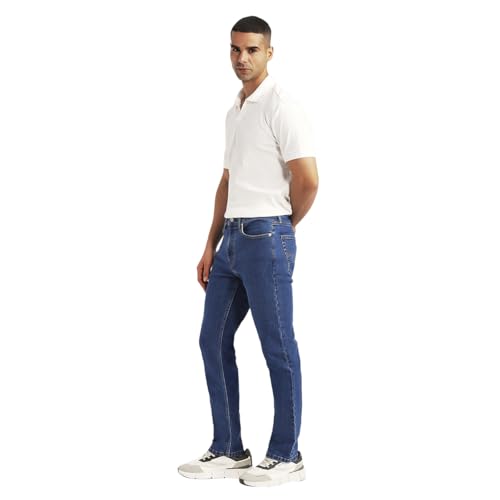 Men's 505 Blue Straight Fit Mid Rise Jeans