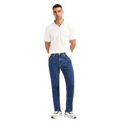 Men's 505 Blue Straight Fit Mid Rise Jeans