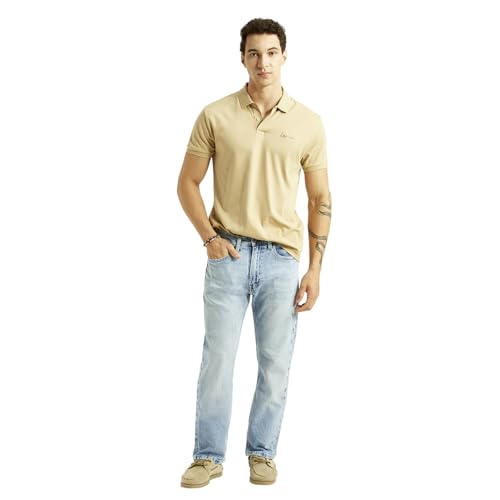 Levi's Men's 505 Light-Blue Straight Fit Mid Rise Jeans