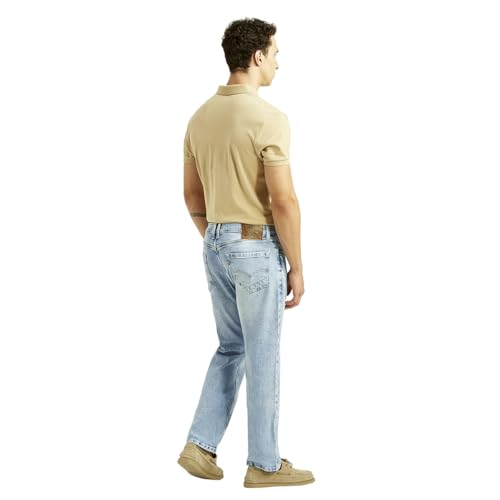 Levi's Men's 505 Light-Blue Straight Fit Mid Rise Jeans