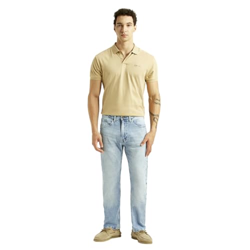 Levi's Men's 505 Light-Blue Straight Fit Mid Rise Jeans