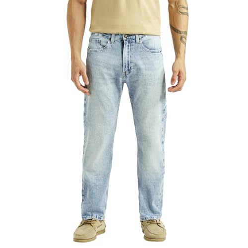 Levi's Men's 505 Light-Blue Straight Fit Mid Rise Jeans