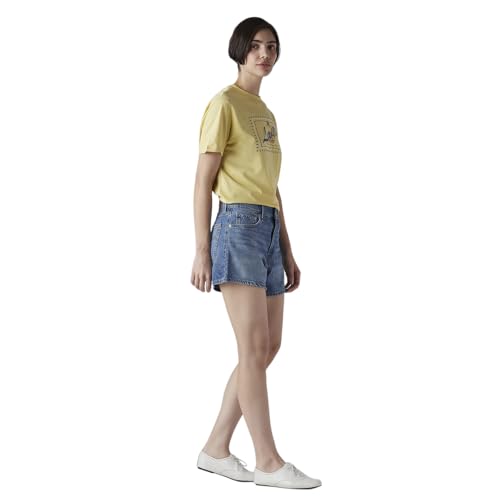 Women's Blue Ribcage Fit High Rise Shorts