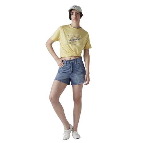 Women's Blue Ribcage Fit High Rise Shorts