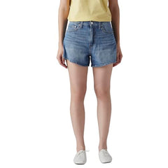 Women's Blue Ribcage Fit High Rise Shorts