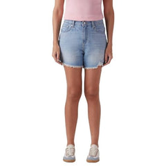 Women's Light-Blue Ribcage Fit High Rise Shorts