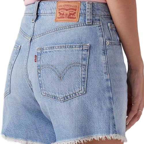 Women's Light-Blue Ribcage Fit High Rise Shorts