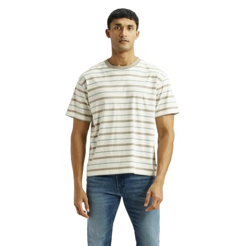 Levi's Men's Striped Off-White Boxy T-Shirt