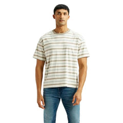 Levi's Men's Striped Off-White Boxy T-Shirt