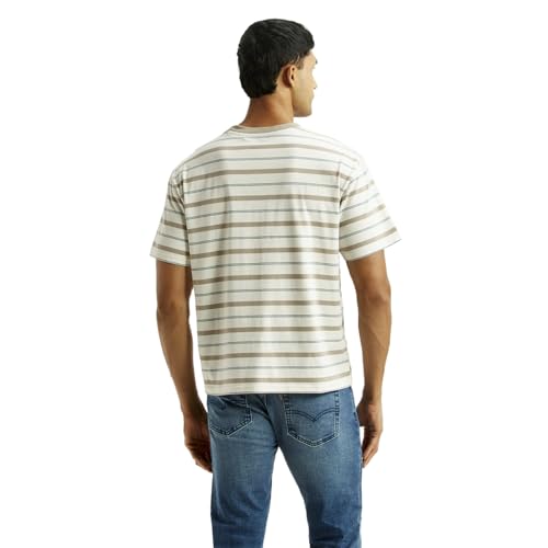 Levi's Men's Striped Off-White Boxy T-Shirt