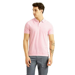 Levi's Men's Solid Light-Pink Slim Fit Polo T-Shirt