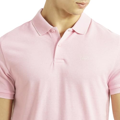 Levi's Men's Solid Light-Pink Slim Fit Polo T-Shirt