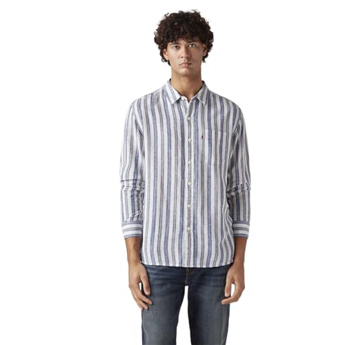 Men's Striped Slim Fit Linen Shirt