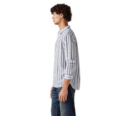 Men's Striped Slim Fit Linen Shirt