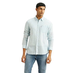 Levi's Men's Striped Light-Blue Slim Fit Shirt