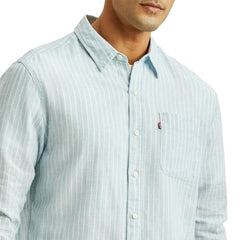 Levi's Men's Striped Light-Blue Slim Fit Shirt
