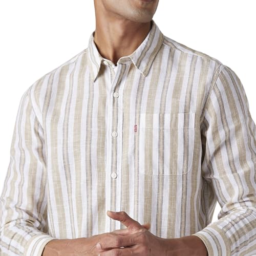 Men's Striped Slim Fit Linen Shirt