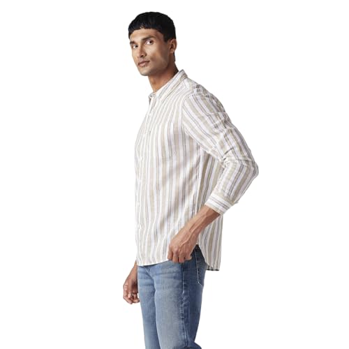 Men's Striped Slim Fit Linen Shirt