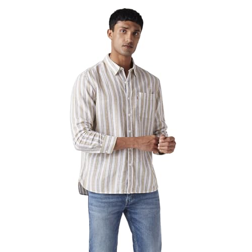 Men's Striped Slim Fit Linen Shirt