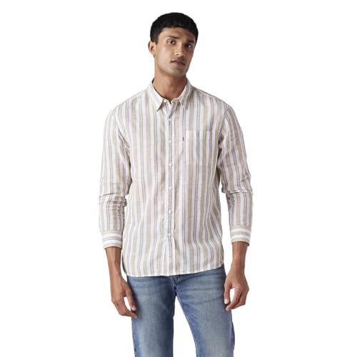 Men's Striped Slim Fit Linen Shirt