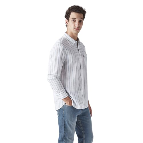 Men's Striped Slim Fit Linen Shirt