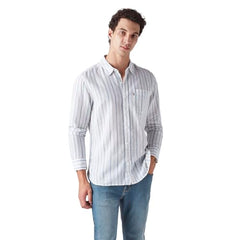 Men's Striped Slim Fit Linen Shirt