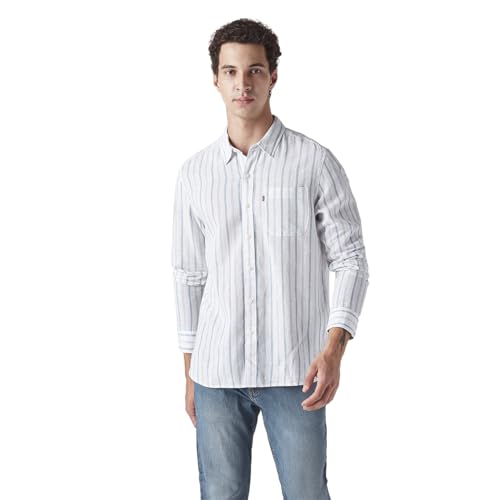 Men's Striped Slim Fit Linen Shirt