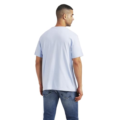 Men's light-blue crew neck T-shirt by Levi's with graphic print, short-sleeve design, casual style, and comfortable fit.
