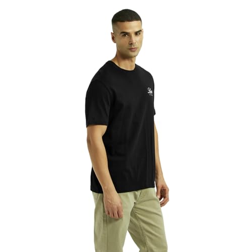 Men's Graphic Print Black Crew Neck T-Shirt