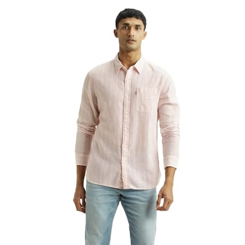 Levi's Men's Striped Light-Pink Slim Fit Shirt