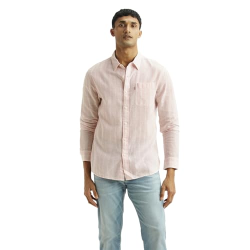 Levi's Men's Striped Light-Pink Slim Fit Shirt