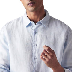 Levi's Men's Solid Slim Fit Linen Shirt Blue