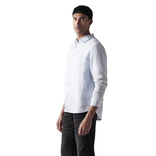Levi's Men's Solid Slim Fit Linen Shirt Blue