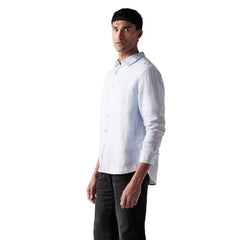 Levi's Men's Solid Slim Fit Linen Shirt Blue