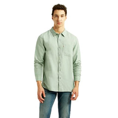 Levi's Men's Solid Light-Green Slim Fit Shirt