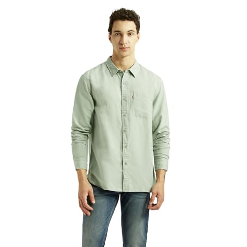 Levi's Men's Solid Light-Green Slim Fit Shirt