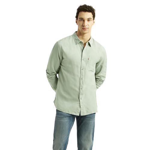 Levi's Men's Solid Light-Green Slim Fit Shirt