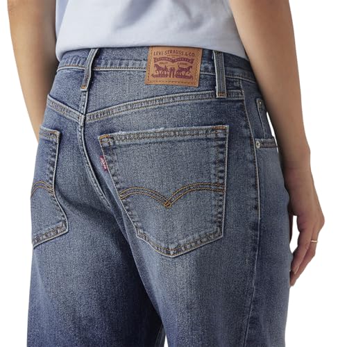 Women's Blue Loose Bootcut Fit Mid Rise Jeans
