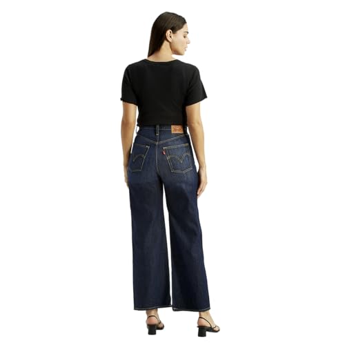 Women's High Rise Ribcage Wideleg Fit Navy Jeans
