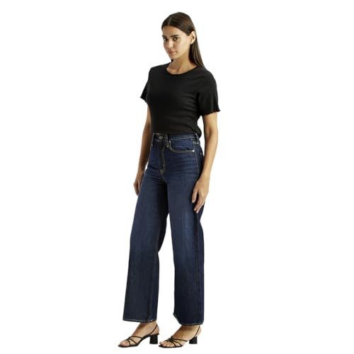 Women's High Rise Ribcage Wideleg Fit Navy Jeans