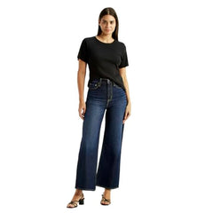 Women's High Rise Ribcage Wideleg Fit Navy Jeans