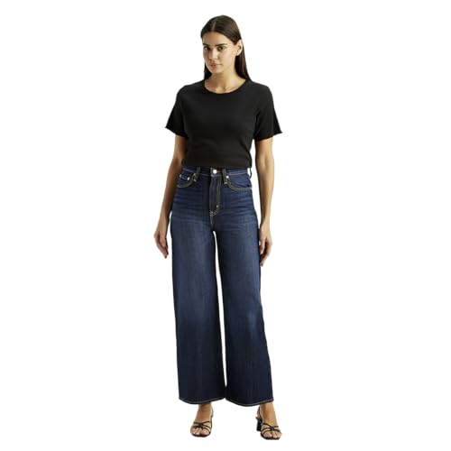Women's High Rise Ribcage Wideleg Fit Navy Jeans