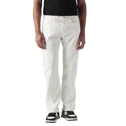 Levi's Men's 505 White Straight Fit Mid Rise Jeans
