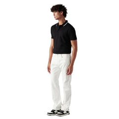 Levi's Men's 505 White Straight Fit Mid Rise Jeans