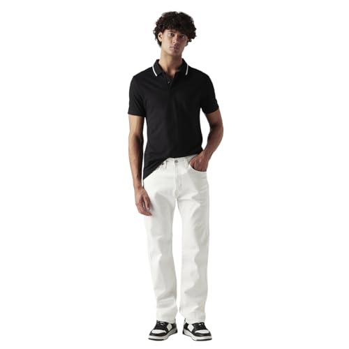 Levi's Men's 505 White Straight Fit Mid Rise Jeans