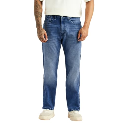 Levi's Men's 505 Blue Straight Fit Mid Rise Jeans