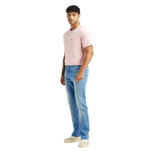 Levi's Men's 513 Light-Blue Slim Straight Fit Mid Rise Jeans