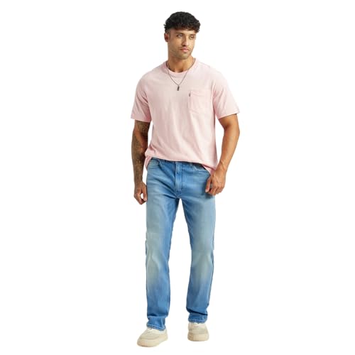 Levi's Men's 513 Light-Blue Slim Straight Fit Mid Rise Jeans