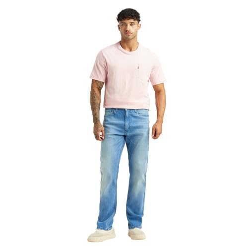 Levi's Men's 513 Light-Blue Slim Straight Fit Mid Rise Jeans